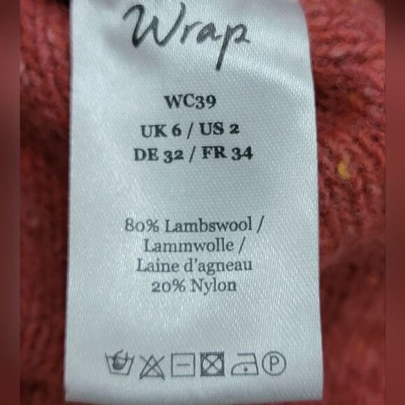 Wrap London Lambswool Blend V Neck Sweater Heathered Pullover Long Sleeve Size 2 - Picture 7 of 8